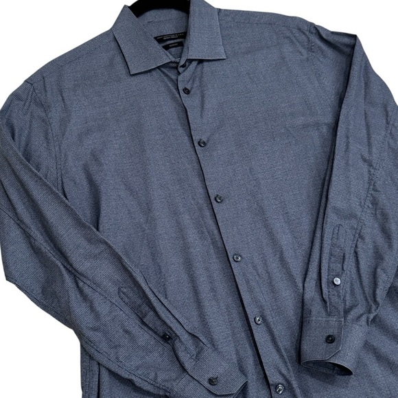 John Varvatos USA Slim Fit Blue Micro Dot Long Sleeve Button up Size M/L - Picture 4 of 14